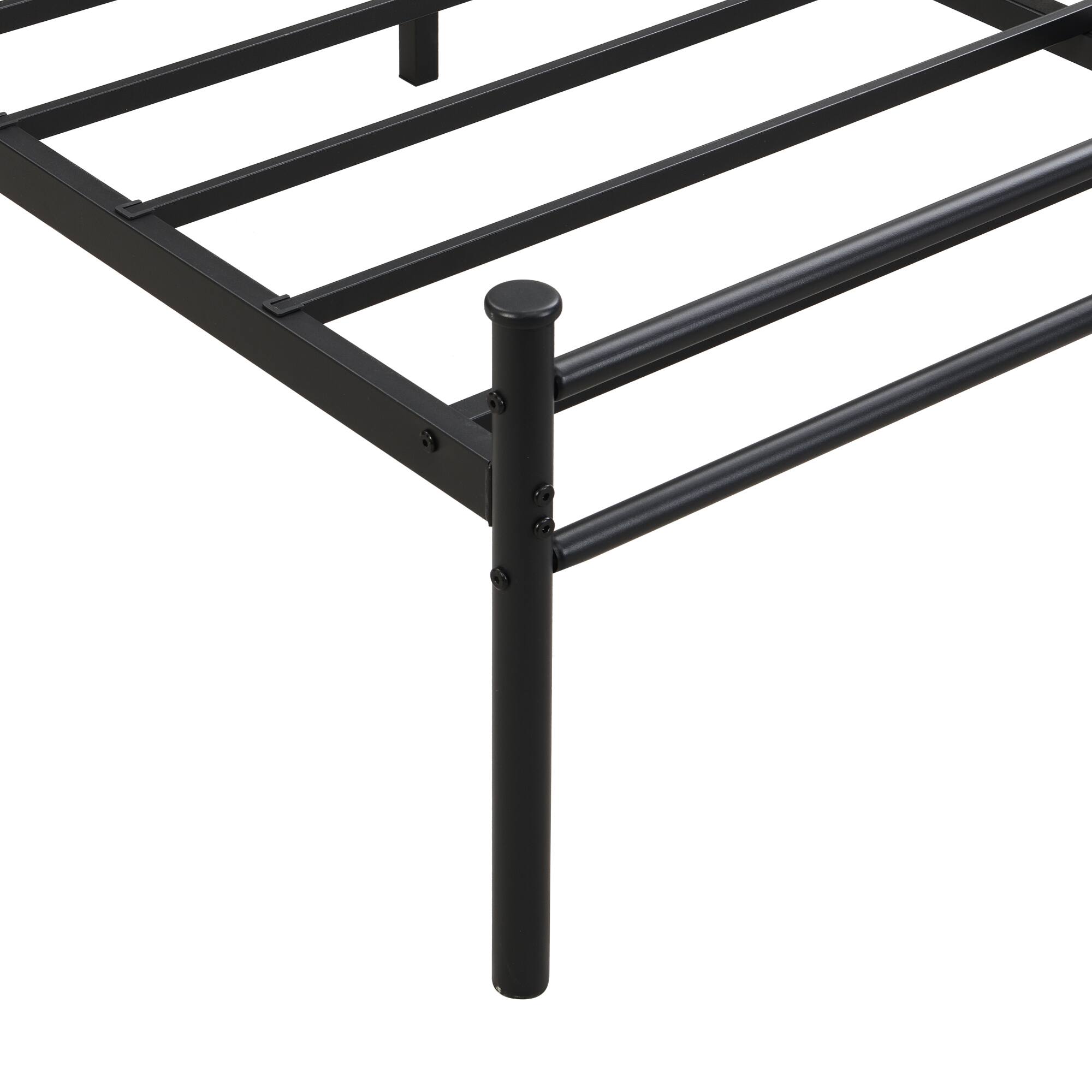 Alt View 8. GOODSILO - Full Size Metal Bed Frame with Wood Panel Headboard, Sturdy Steel Structure, Under Bed Storage Space - Black+Brown.