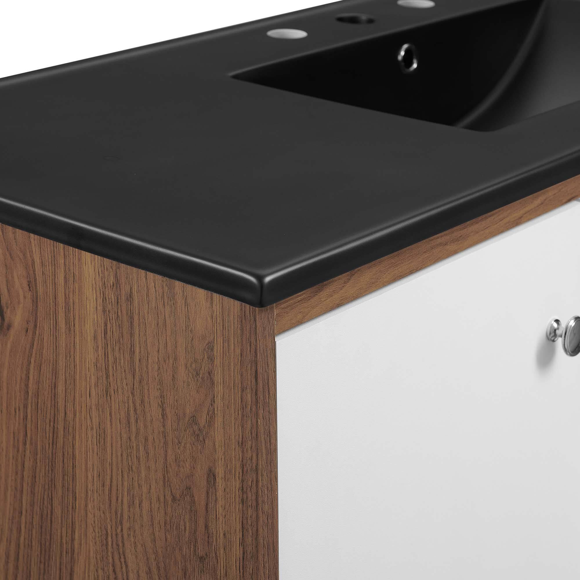Alt View 6. Modway - Transmit Wall-Mount Bathroom Vanity Basin Included - Walnut Black.