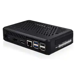 GeeekPi - DeskPi Lite Pi5 Case with Power Button,PCIe to M.2 HAT,Active Cooler, and Dual Full-Size HDMI for Raspberry Pi 5, Suppor - Black