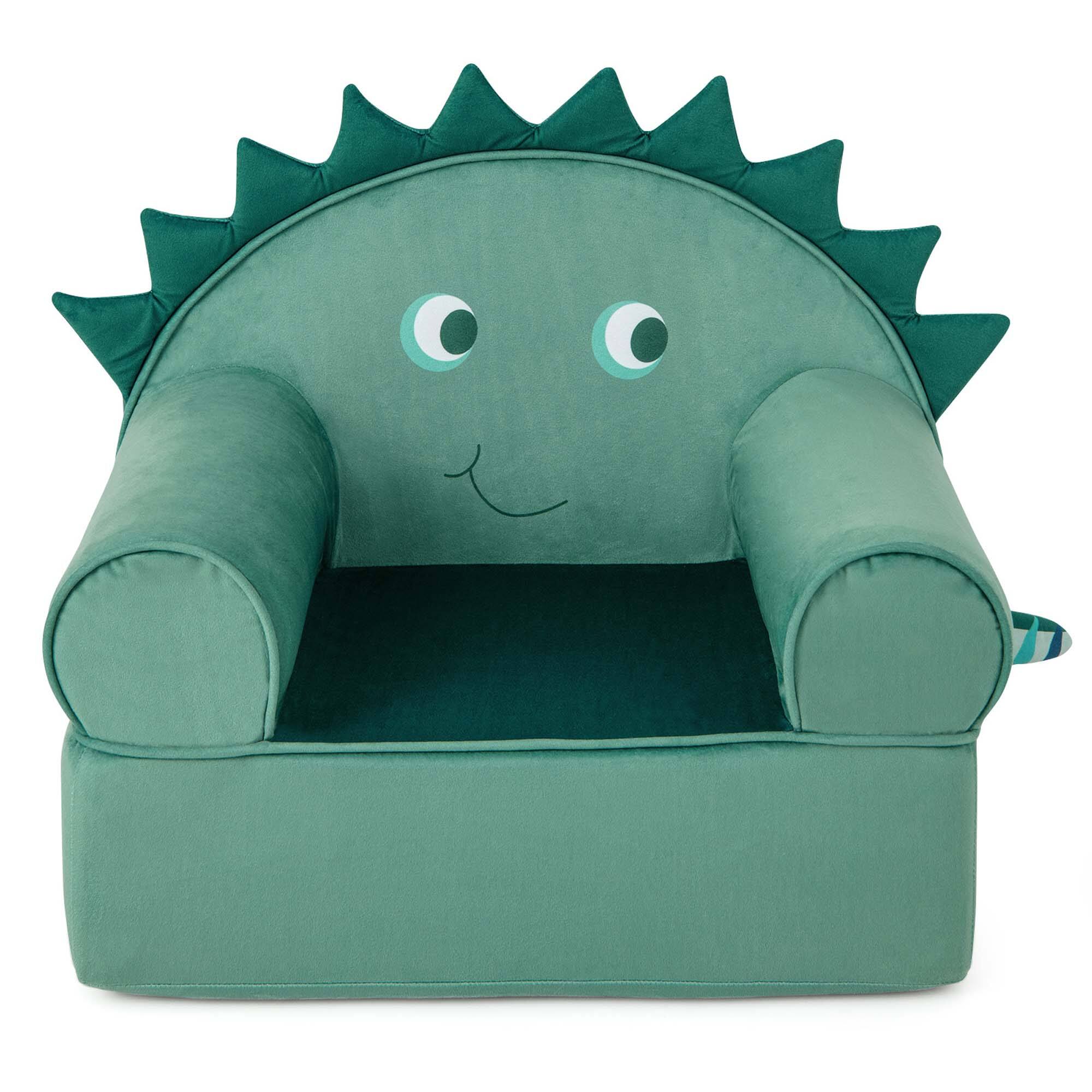 Front. Costway - Costway Kids Sofa Foam Filled Armchair Dinosaur Cuddly Toddler Couch with Washable Cover - Green.