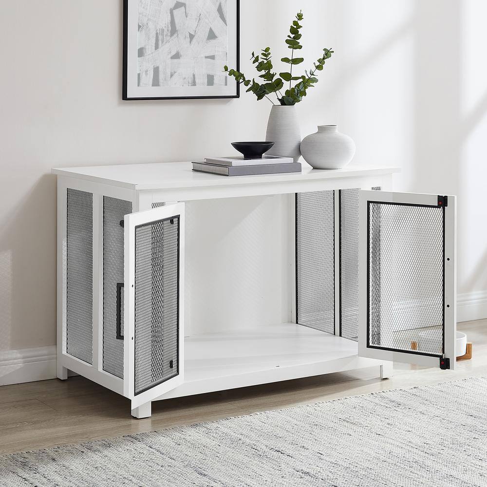 Alt View 4. Crosley Furniture - Dane Credenza Dog Crate - White.