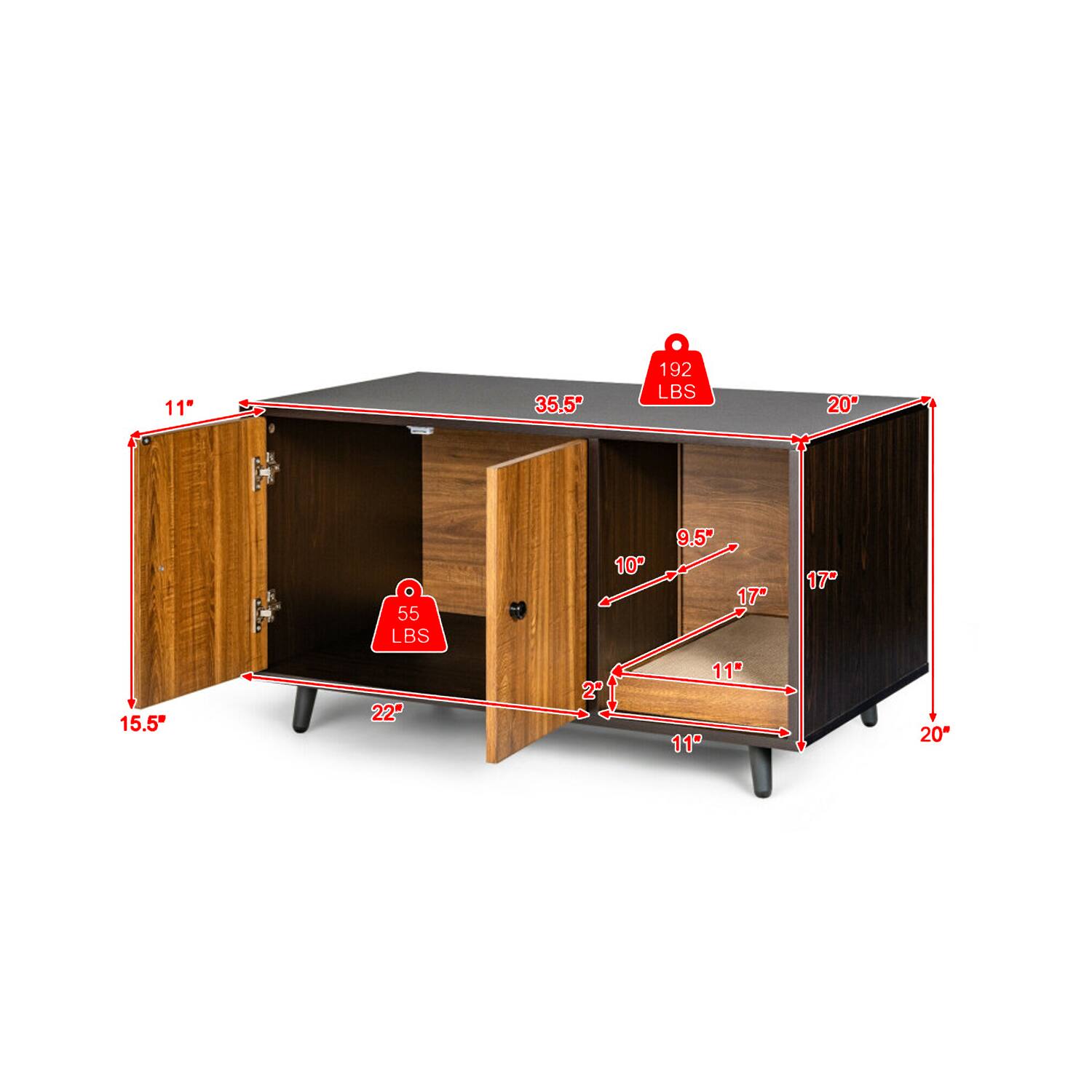 11" 35.5" 192 LBS 20" 15.5" 55 LBS 22" 10" 2" 9.5" 17" 11" 11" 17" 20"