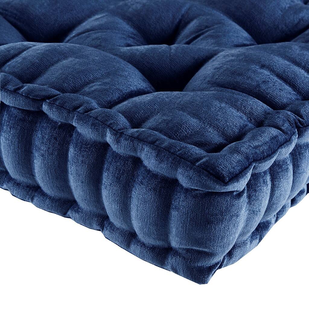 Alt View 1. Gracie Mills - Gracie Mills Elara Textured Poly Chenille Square Floor Pillow Cushion - Navy.
