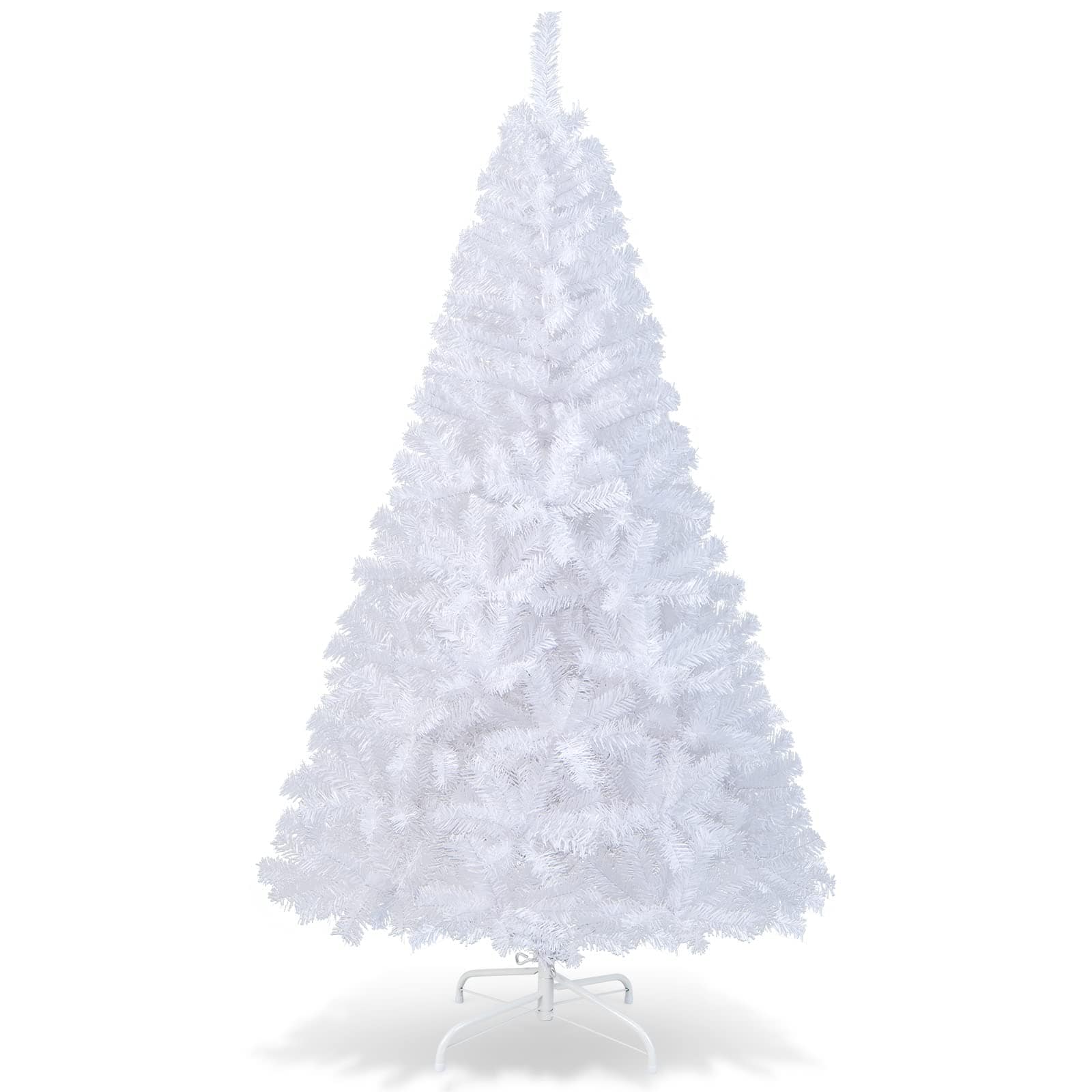 Front. Ecooso - 6ft Artificial Christmas Tree with Metal Legs for Modern Indoor Holiday Setup - White.