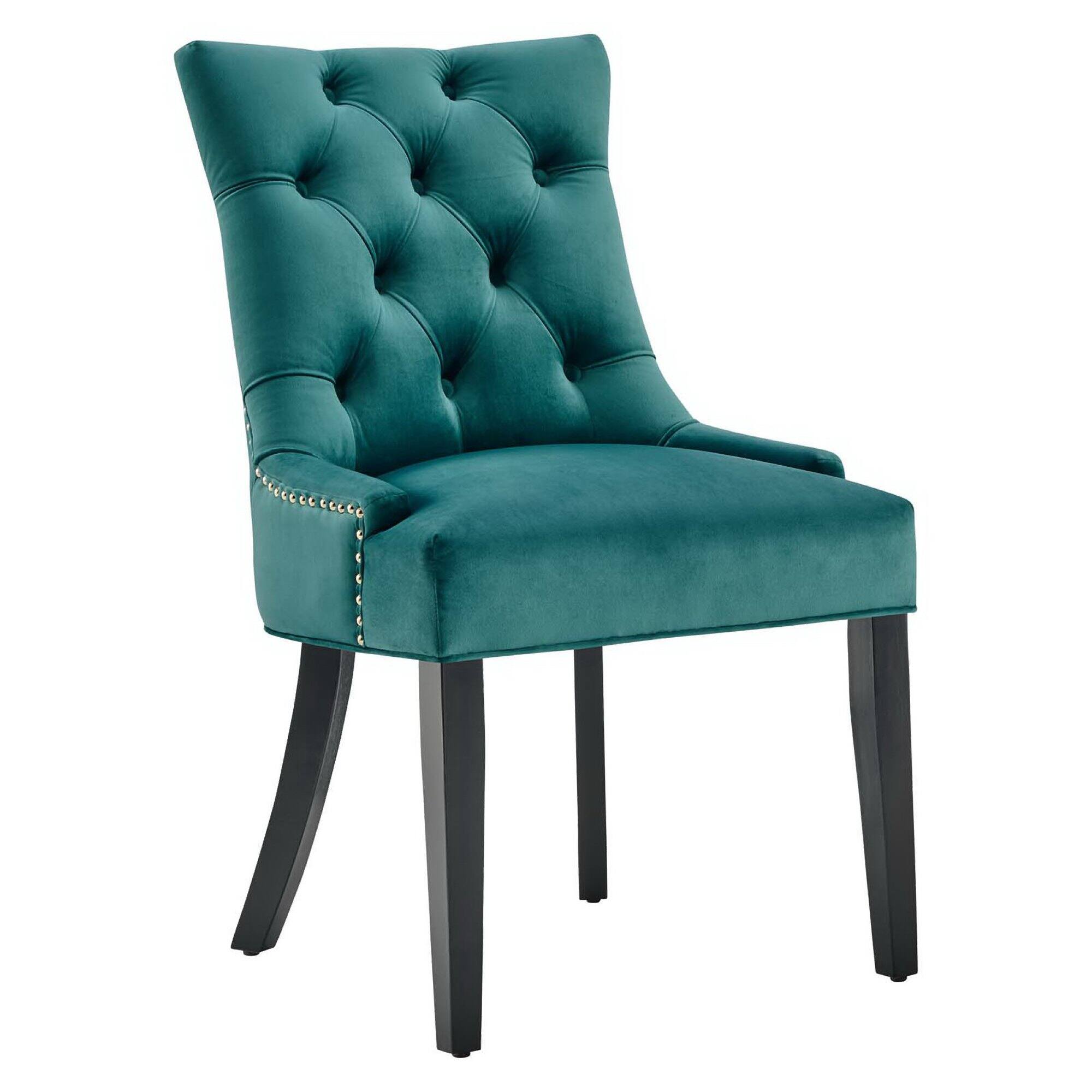 Alt View 1. Modway - Regent Tufted Performance Velvet Dining Side Chairs Set of 2 by Modway - Teal.