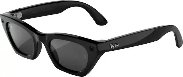 Front. Ray-Ban Meta - (Gen 3) Zena - AI Glasses with Camera - Grey Lenses - Shiny Black.