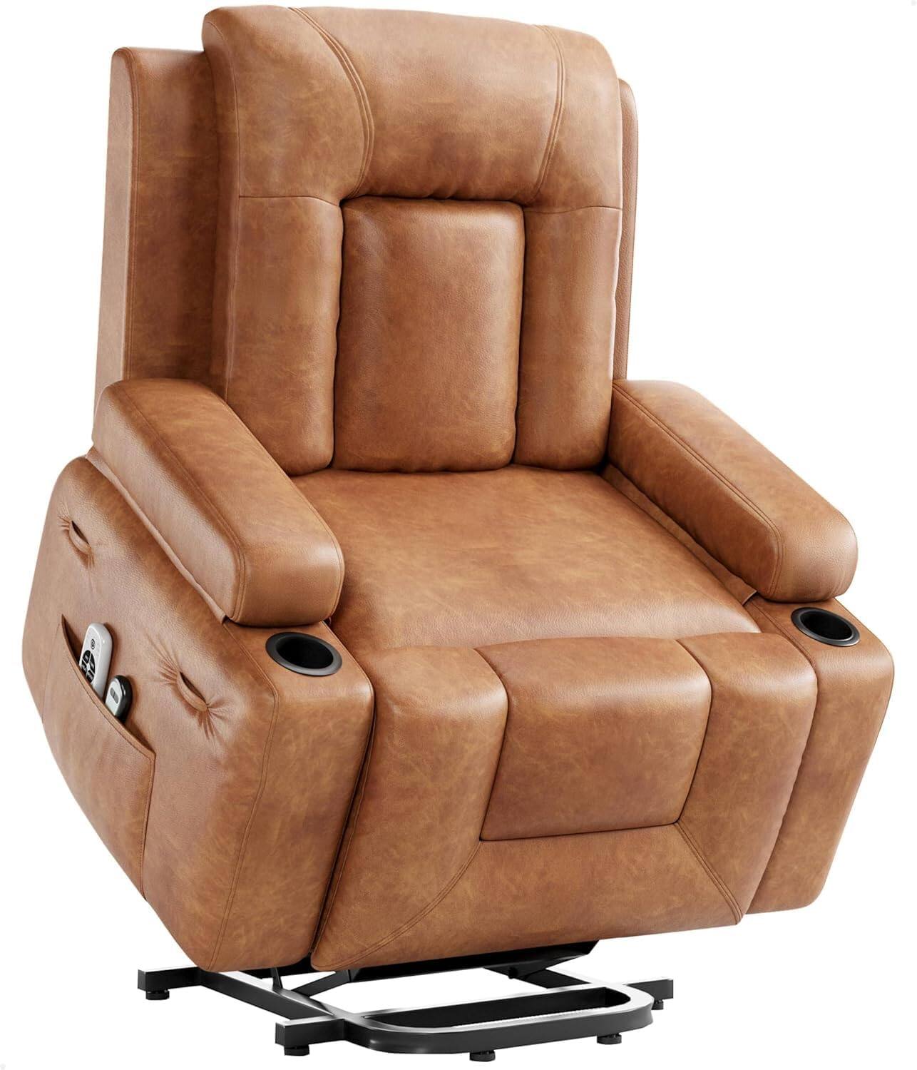 Alt View 4. Acekool - Power Lift Recliner Chair-Heat and Massage,PU Leather Electric Lift Recliner for Elderly & Mobility Impaired for Seniors - Brown.