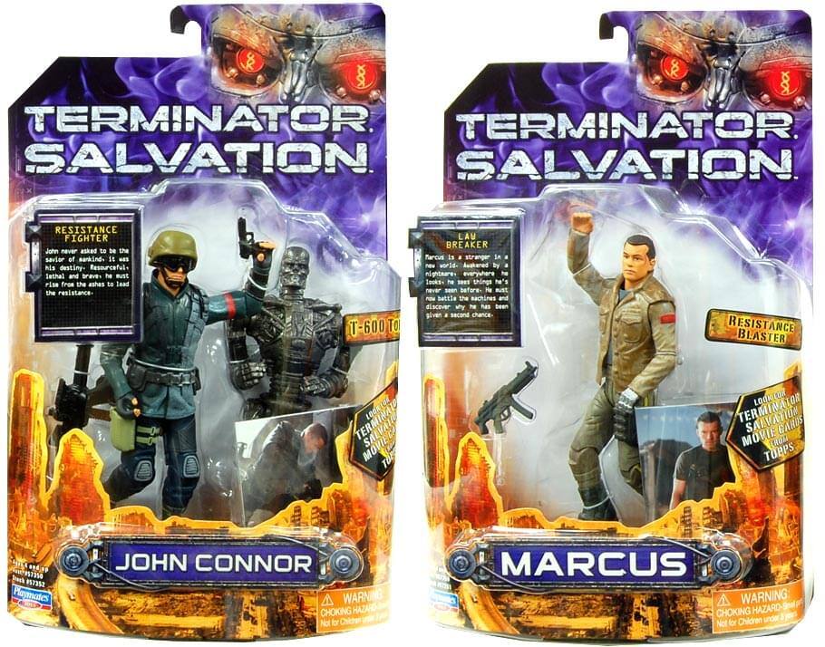 TERMINATOR SALVATION

RESISTANCE FIGHTER
John never asked to be the savior of mankind. It was his destiny. Resourceful and brave, he rose from the ashes to lead the resistance.

LAU BREAKER
Marcus is a stranger in a new world, haunted by a nightmare he can't escape. He must discover why he has been given a second chance.

RESISTANCE BLASTER

TERMINATOR SALVATION MOVIE TOYS

JOHN CONNOR

MARCUS

WARNING: CHOKING HAZARD - Small parts. Not for children under 3 years.