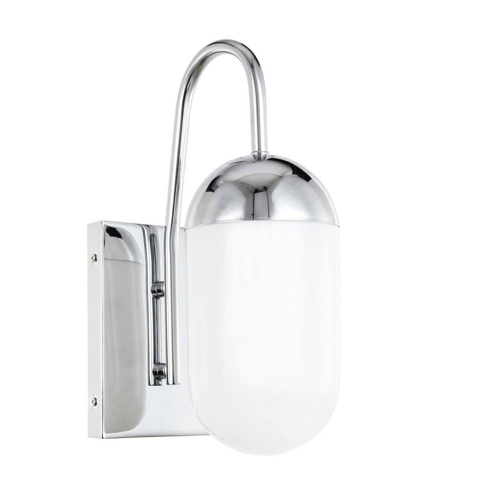 Alt View 3. Living District - Kace 1 Light Chrome And Frosted White Glass Wall Sconce - Chrome And Frosted White Glass.