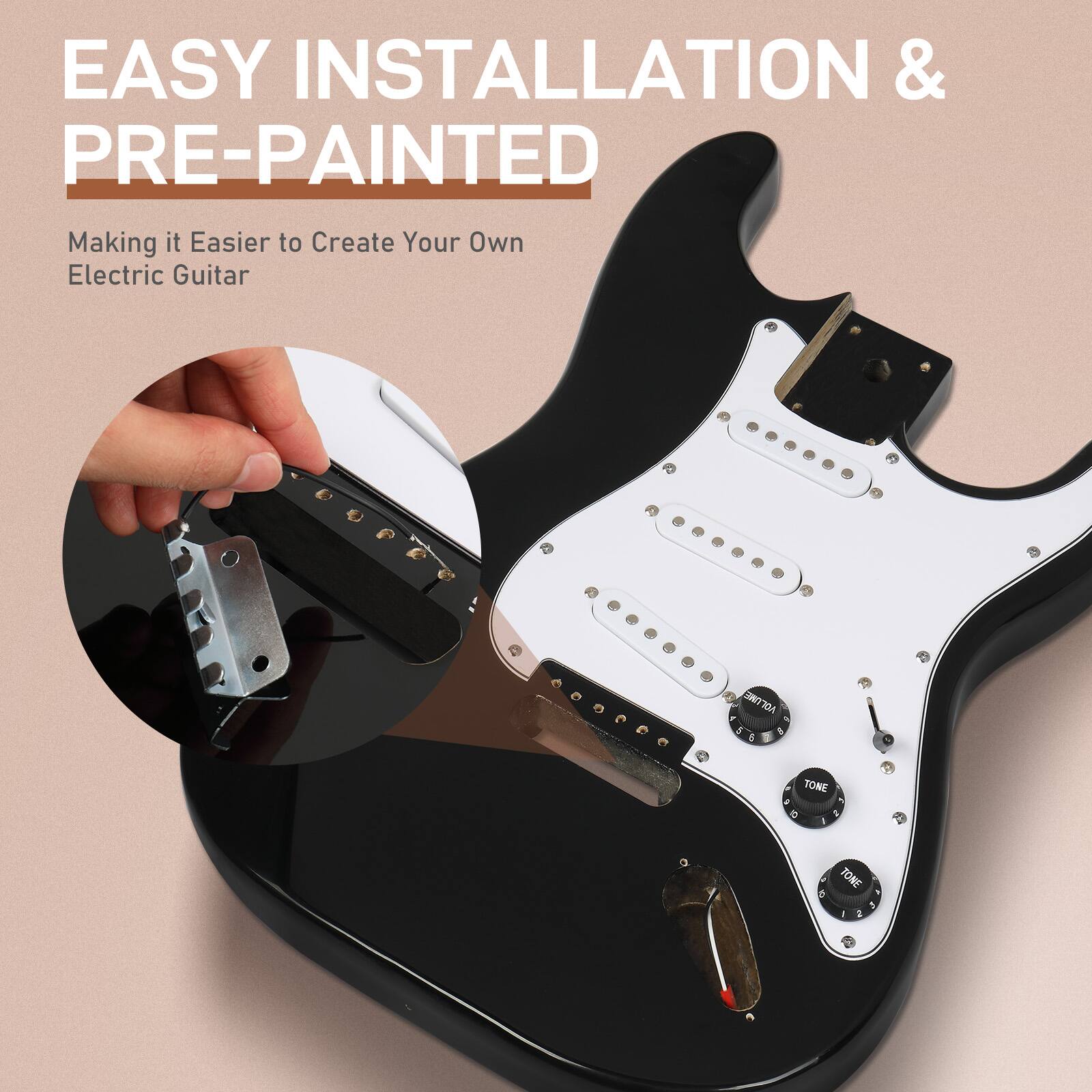 EASY INSTALLATION & PRE-PAINTED  
Making it Easier to Create Your Own Electric Guitar