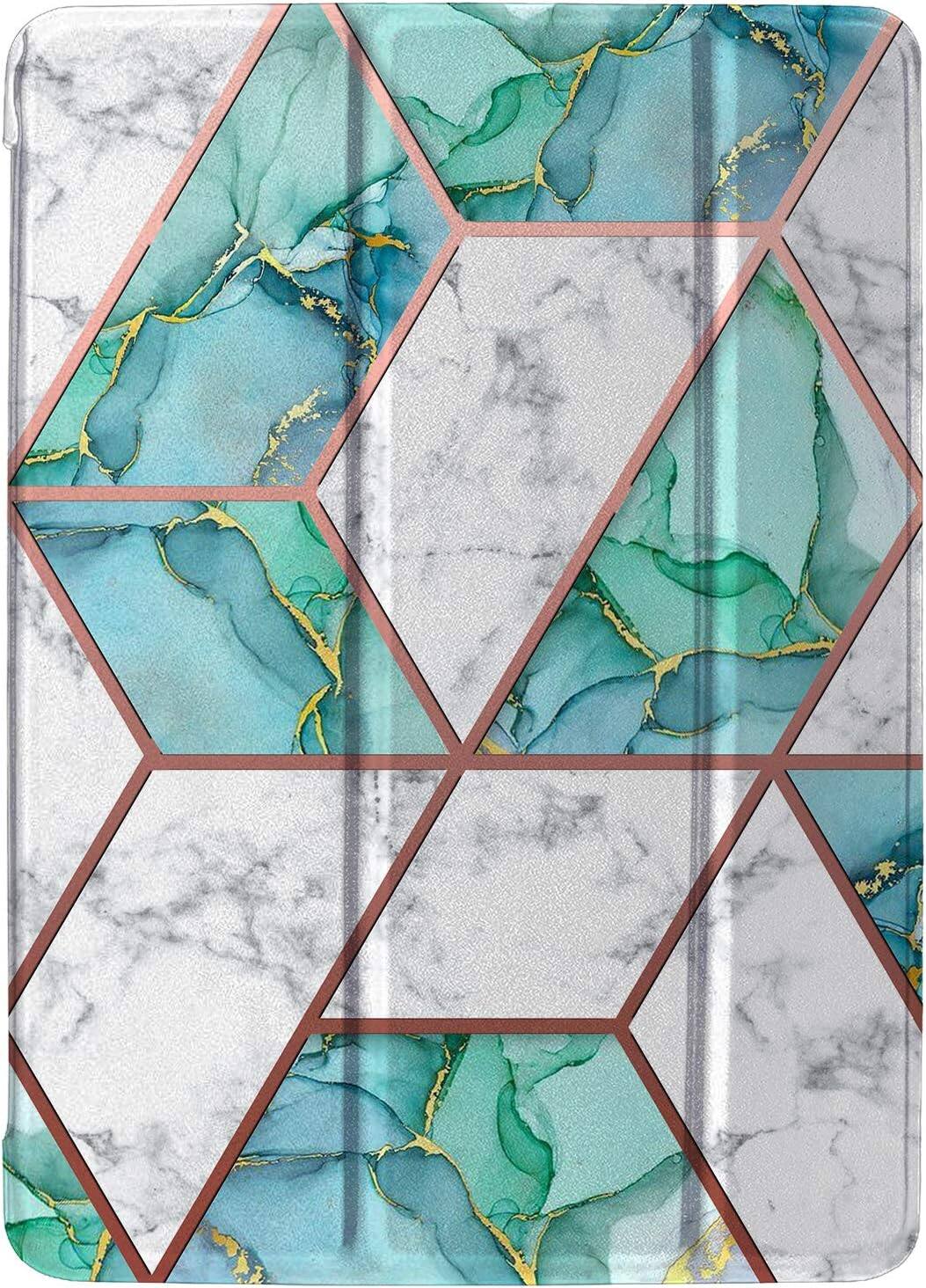 Front. DuraSafe Cases - iPad Air 2 9.7" 2014 Tri-Fold Protective Case with Auto Sleep/Wake A1474 A1475 A1476 A1566 A1567 A1822 A1823 A1893 A1954 - Marble Green.