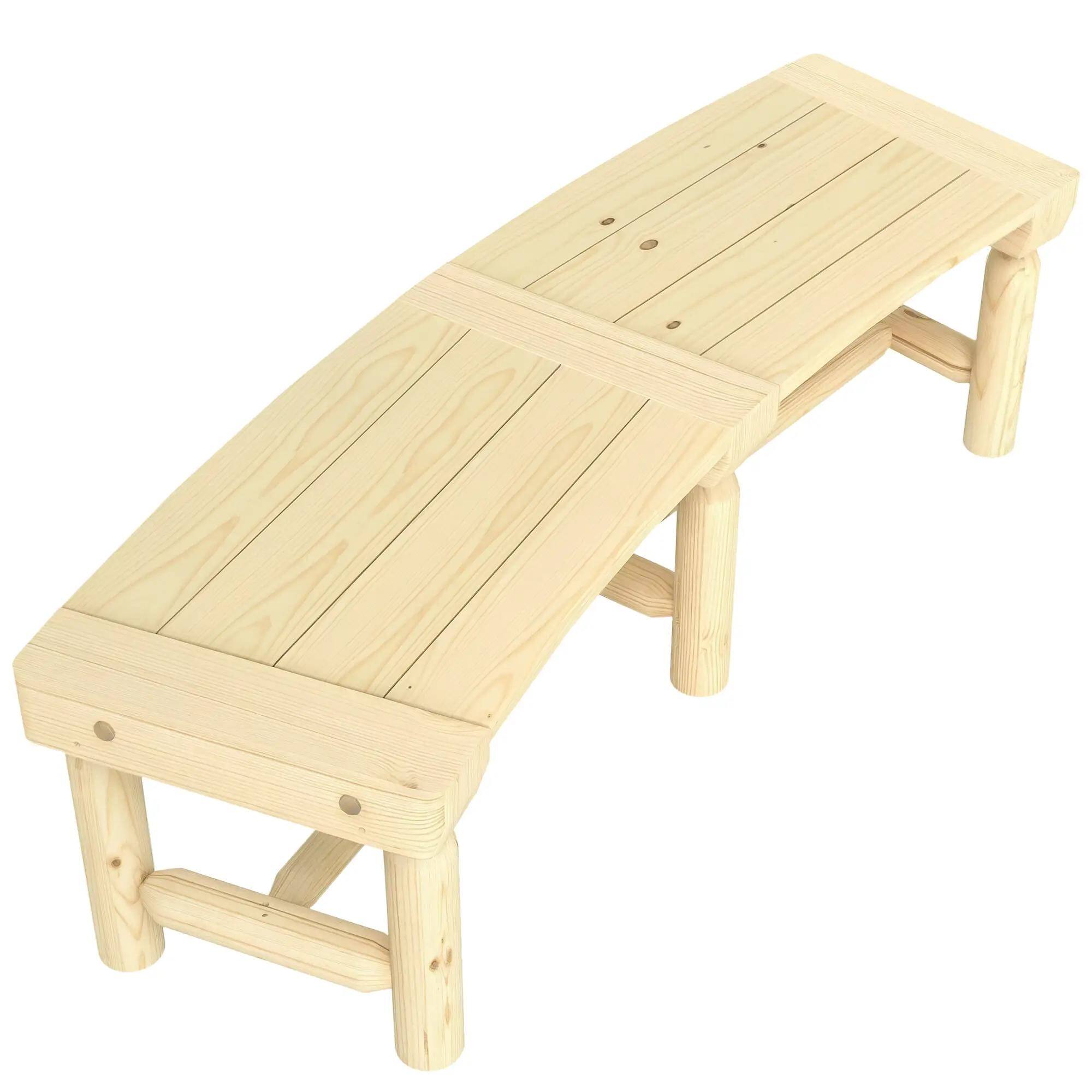 Angle. Resenkos - Resenkos Round Outdoor Bench, Semicircular Yard Bench, Park Bench for Patio, Comfortable Seating Solution,Natural Wood - Natural Wood.