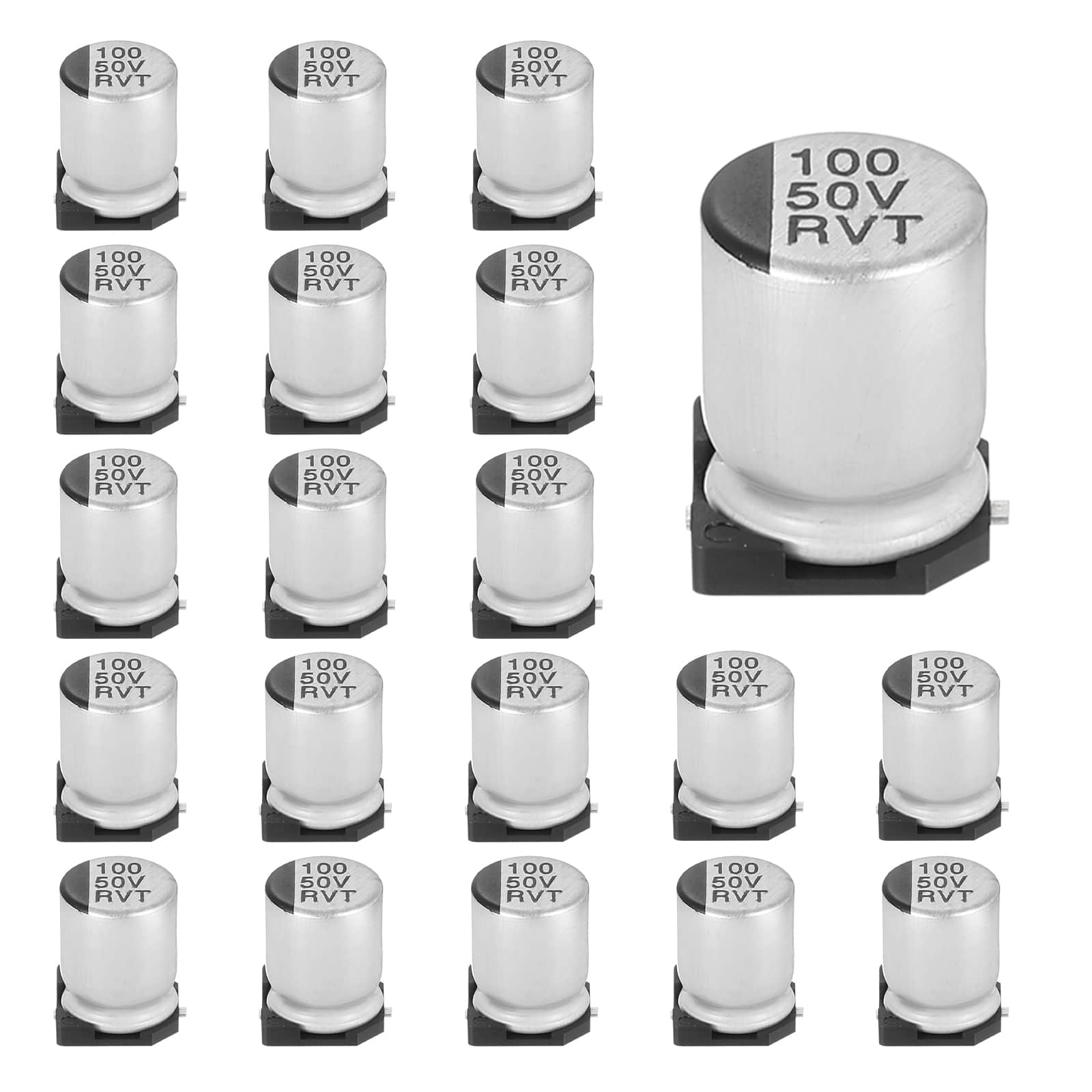 Unique Bargains - 100uF 50V SMD Aluminum Electrolytic Capacitor, Low Impedance, 8x10.5mm, 20pcs, for TV/Computer/DIY - Silver price history on PriceWatchPro