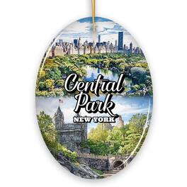 OrnamentallyYou - Serene Central Park New York Landmarks Ornament American Oasis Heritage Gift and Souvenir Oval - Multi-colored