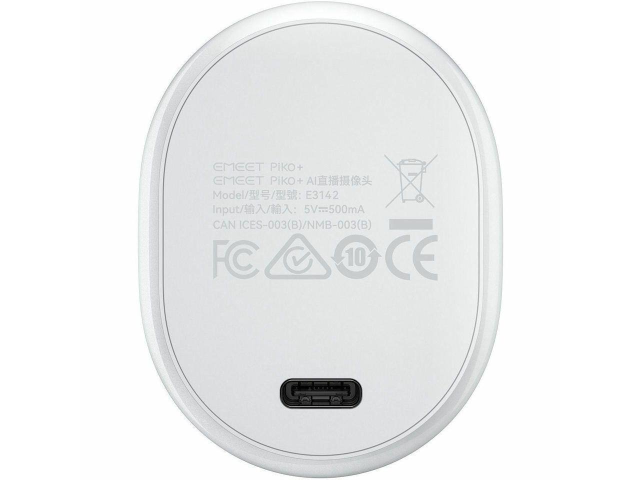 EMEET Piko+  
EMEET Piko+ AI Model//  
E3142  
Input: 5V 500mA  
CAN ICES-003(B)/NMB-003(B)  
FC  
10  
CE
