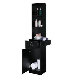 Winado - Beauty Styling Station Salon Cabinet Storage Organizer Barber Hair Equipment with 3 Shelves Storage & Cabinet & Drawer - Black
