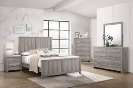 Kings Brand Furniture - Harmony Wood 5-Drawer Dresser with Mirror - Gray