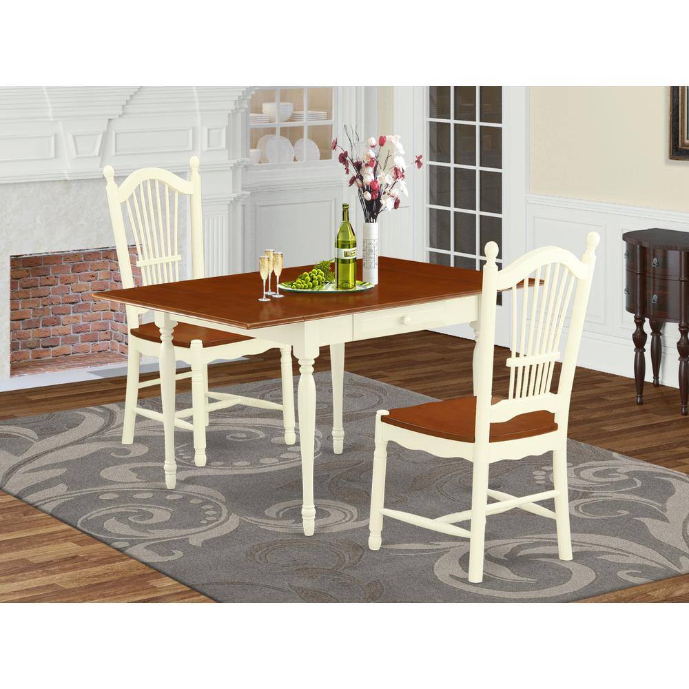 Left. East West Furniture - Dining Room Set Buttermilk & Cherry - Brown.