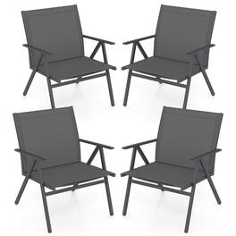 Costway - Patio Chairs Set of 4with Breathable Mesh Fabric and Metal Frame 350LBS Capacity - Gray