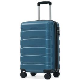 HTUTWOO - 20 Inch ABS Hardshell Carry On Luggage - Durable Expandable Travel Suitcase, Spinner Wheels, TSA Lock, Lightweight - Blue