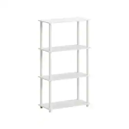 FurniFact - Engineered Wood Bookcase with Open Shelves for Living Room and Office Use - White