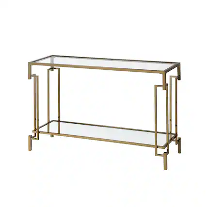 Front. Furniture of America - Anaheim Metal 1-Shelf Sofa Table in Gold Champagne - Gold.