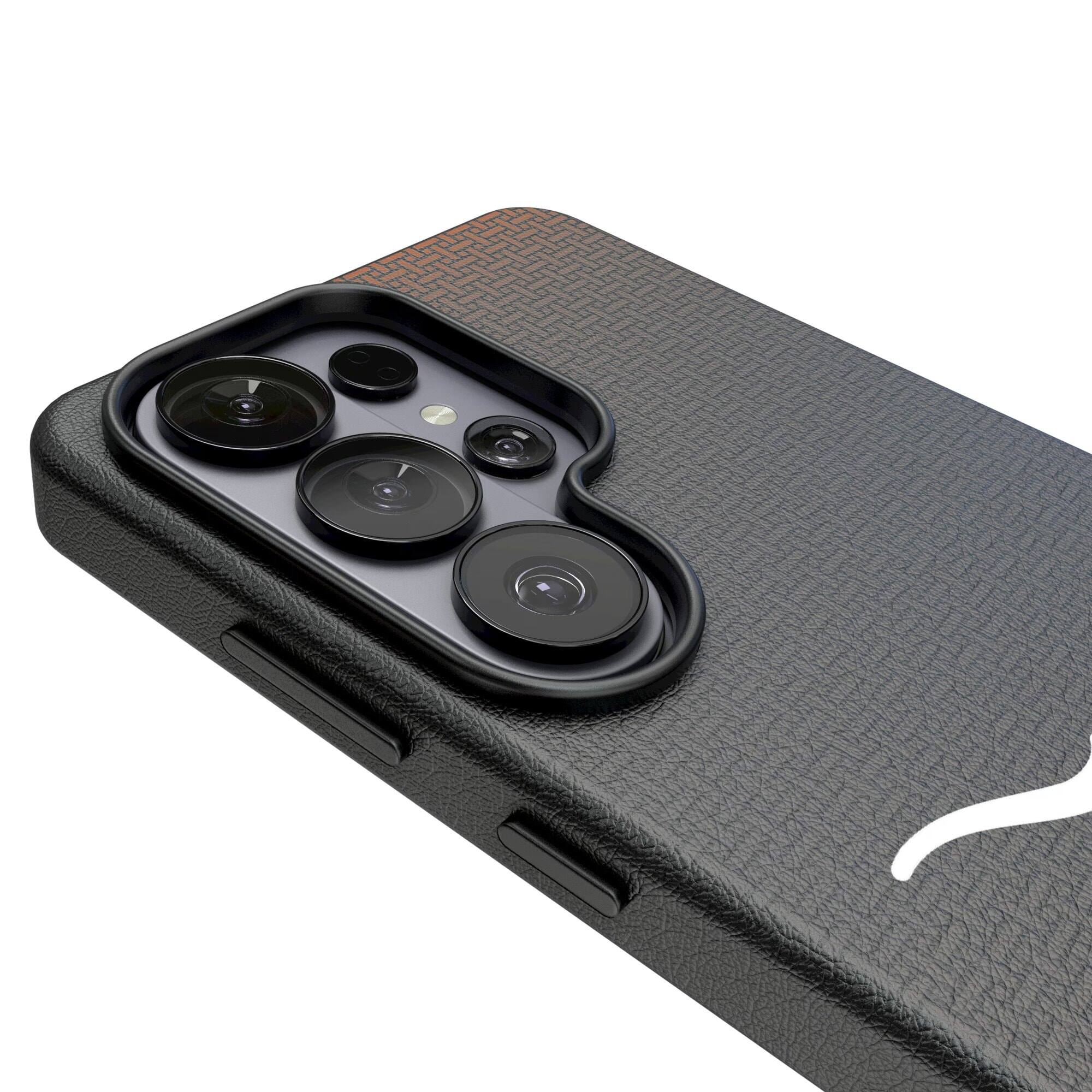 Alt View 2. Keyscaper - Texas Longhorns Linen Galaxy Magnetic Bump Case - S25 - Black.