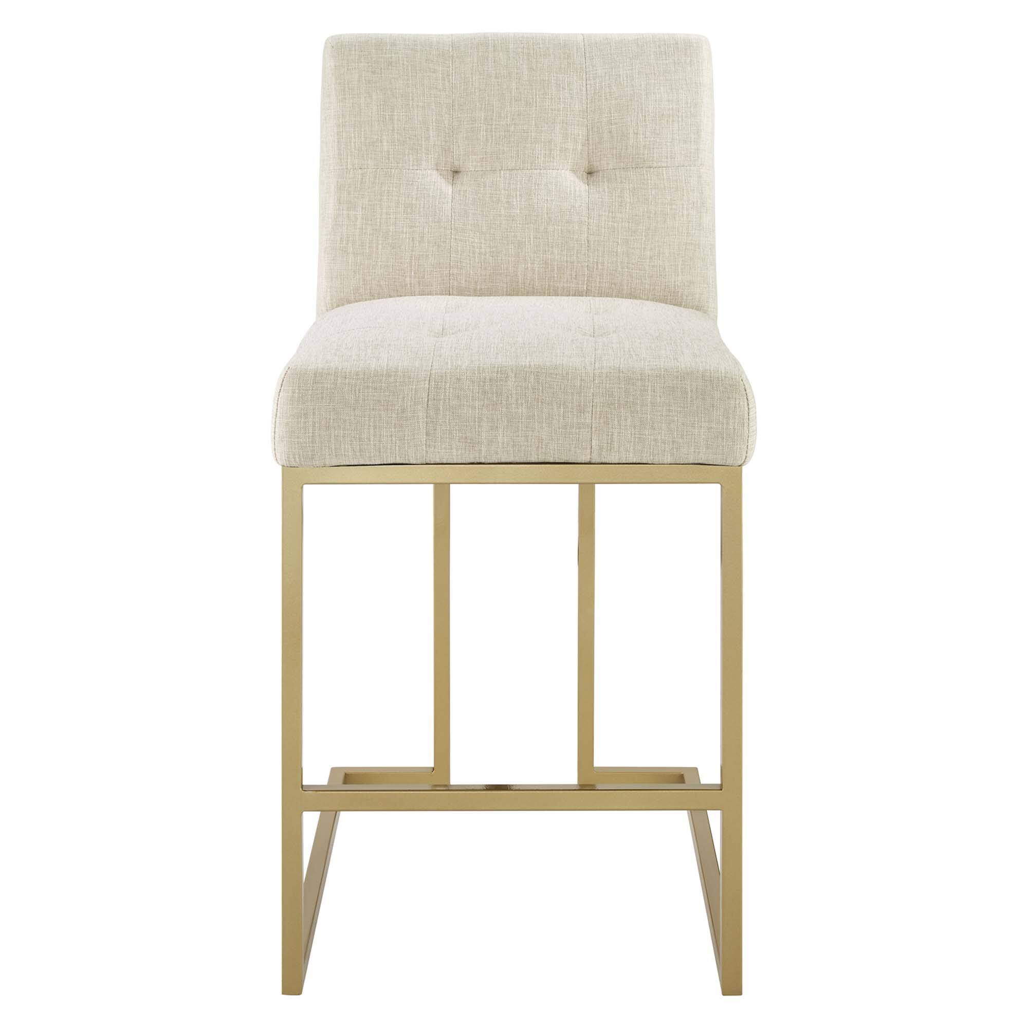 Back. Modway - Privy Gold Stainless Steel Upholstered Fabric Counter Stool by Modway - Brown.
