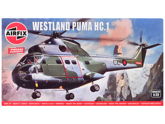 WESTLAND PUMA HC.1
AIRFIX VINTAGE CLASSICS
ROYAL AIR FORCE
CL XW214
DANGER
A03021V
1:72 MODEL KIT
MAQUETTE A MONTER
MODELLBAUSATZ
MODELLO A SCALA
BOUWMODEL
MAQUETA PARA MONTAR
PLASTBYGGSATS
RAKENNUSSARJA
MODELO PARA CONSTRUIR
MODELBYGGESAT
EYNAPMOAOFYOMENO MONTEAO
