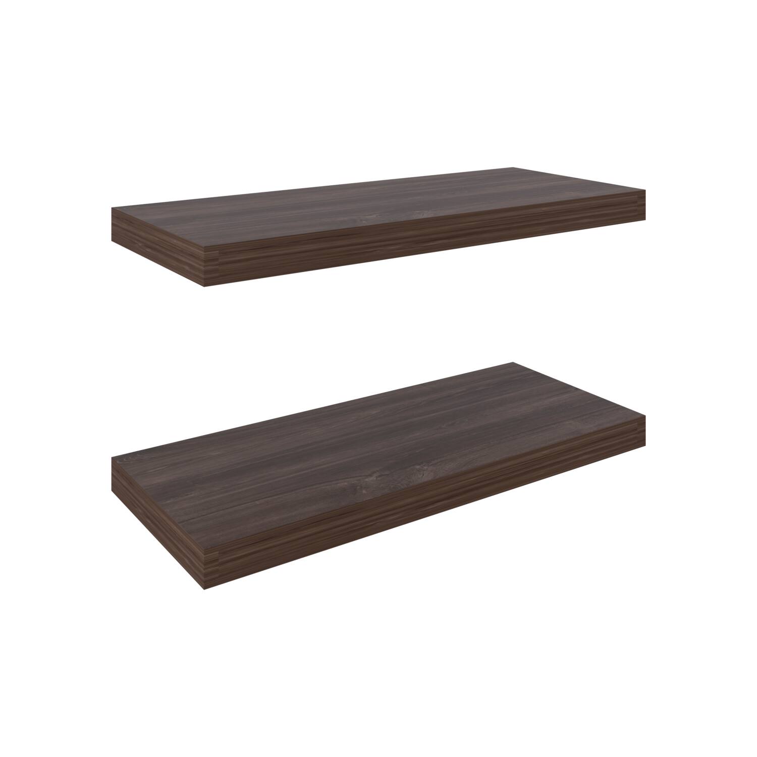 Angle. TuHome - Ecco 31.5" Wide Floating Shelves Set Of 2, Shelves For Wall Decor For Bedroom, Bathroom Storage Shelves. - Dark Walnut.