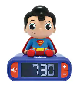 Lexibook - Superman Night Light Alarm Clock with Sounds - Blue