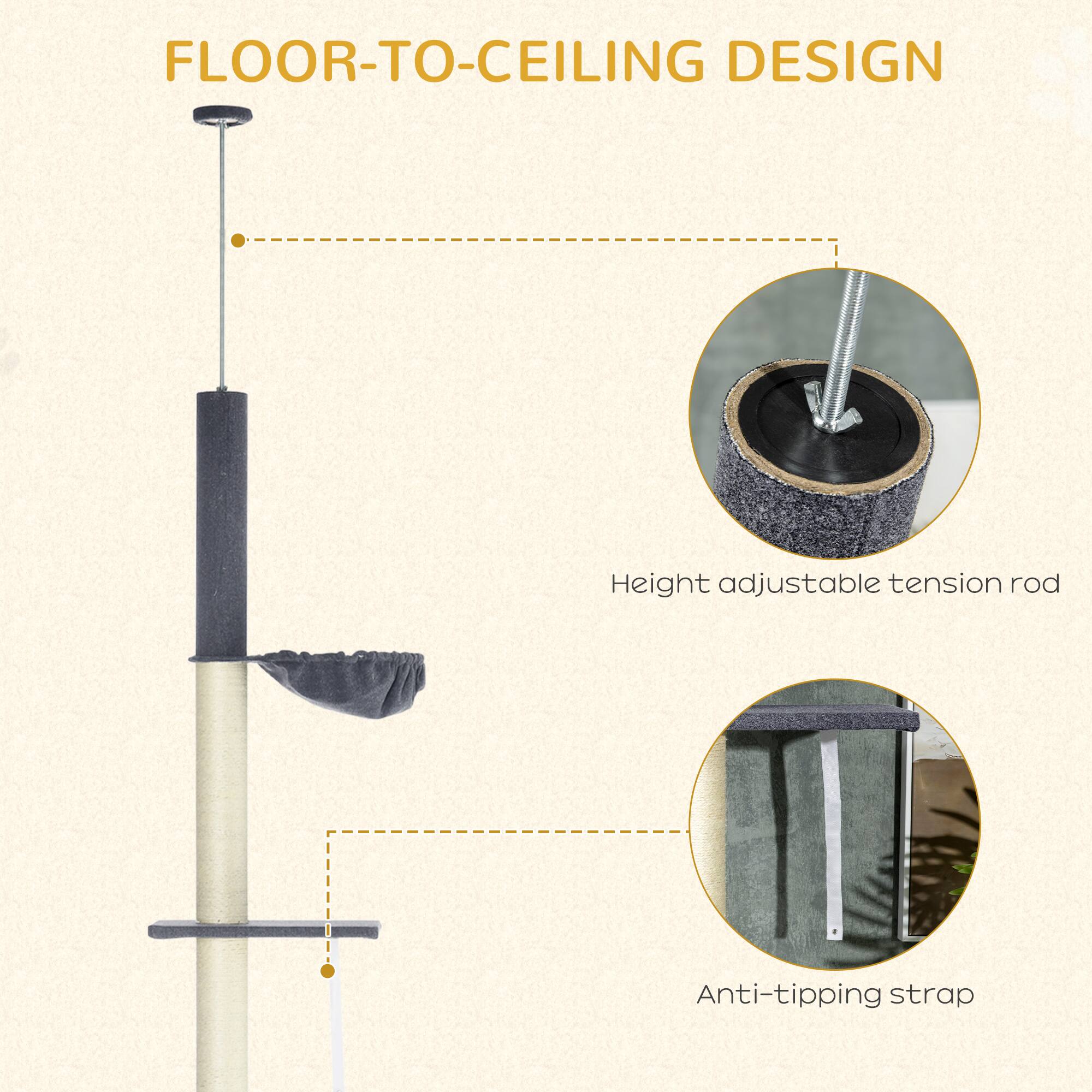 FLOOR-TO-CEILING DESIGN

- Height adjustable tension rod
- Anti-tipping strap