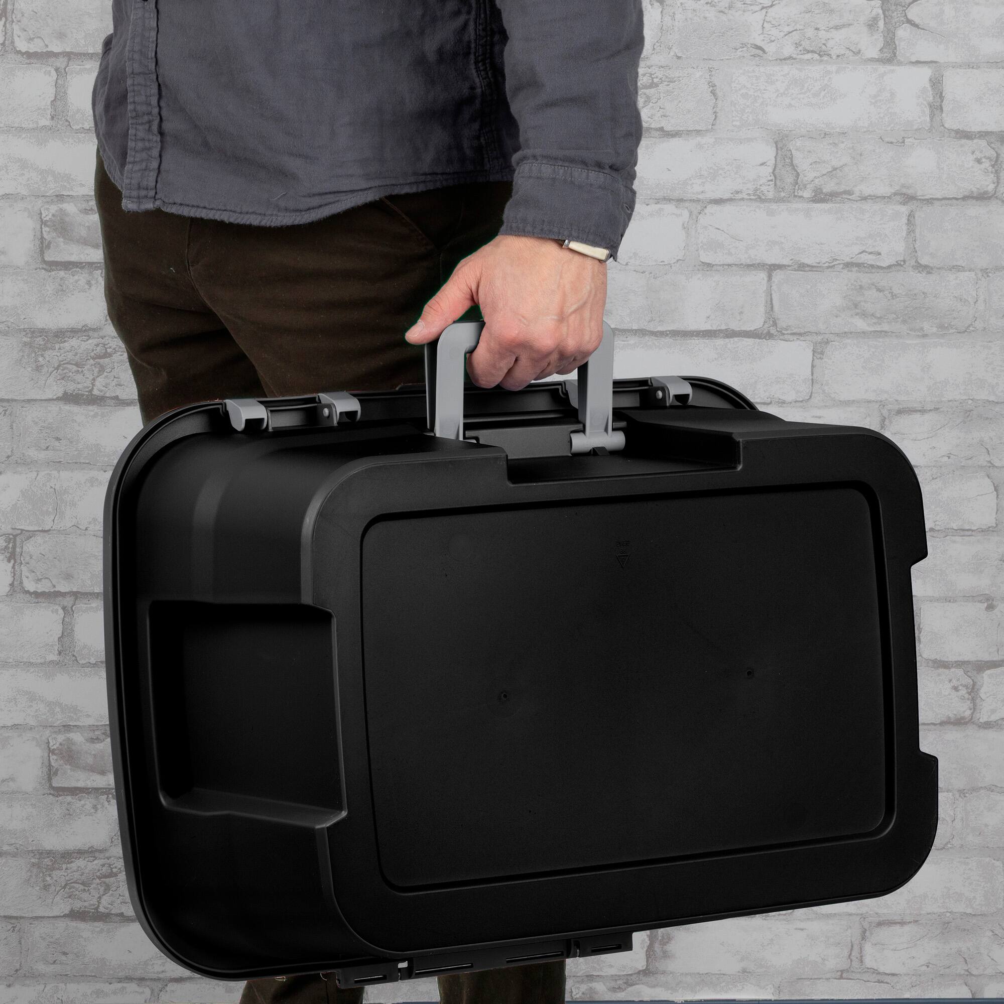 Alt View 4. Sterilite - Sterilite Footlocker, 14 Gal Plastic Storage Container with Lid, Black, 6 Pack.