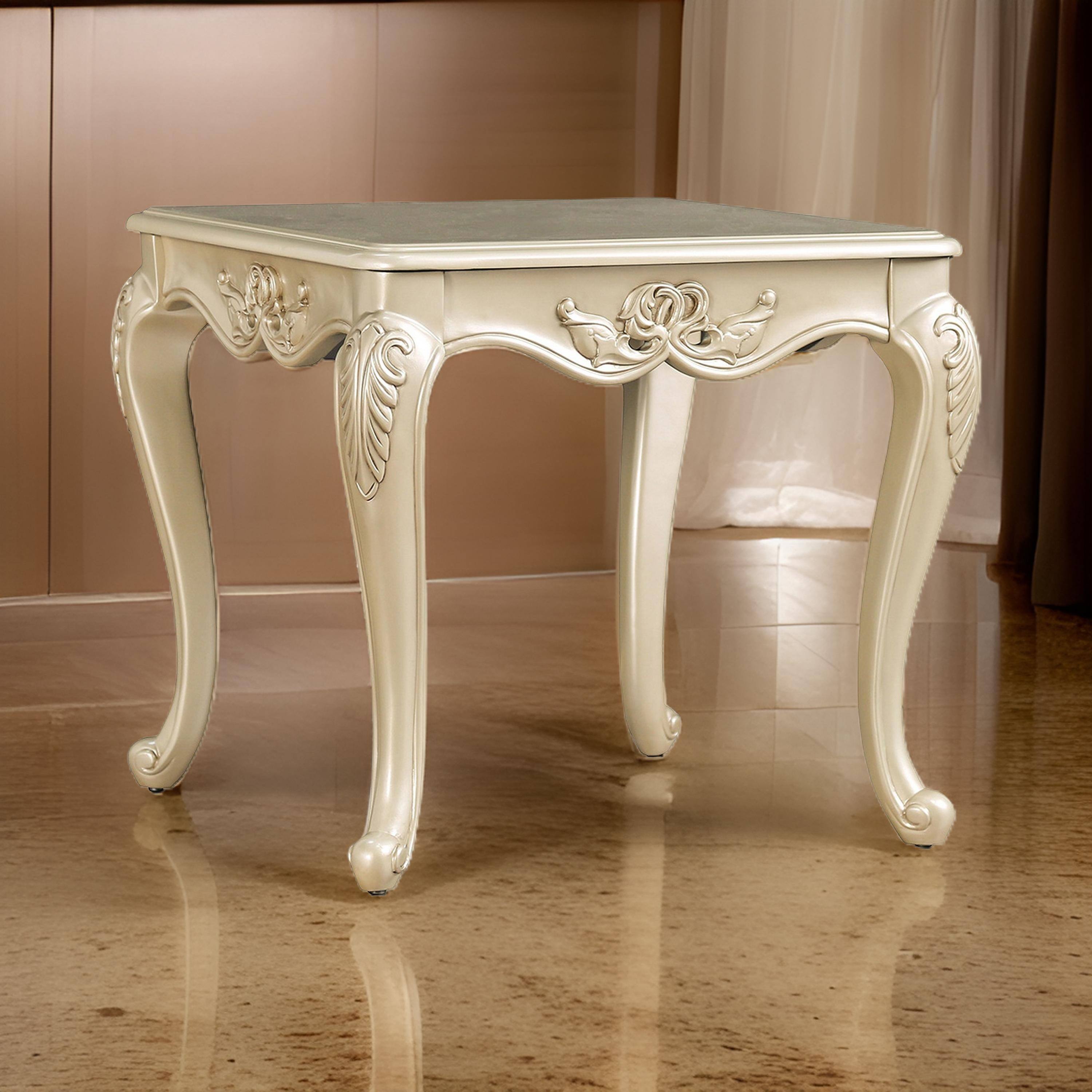 Alt View 5. Manhattan Lane - Roche Side End Table, 29 Inch, Classic Cabriole Legs, Champagne Gold Wood - Champagne Gold.