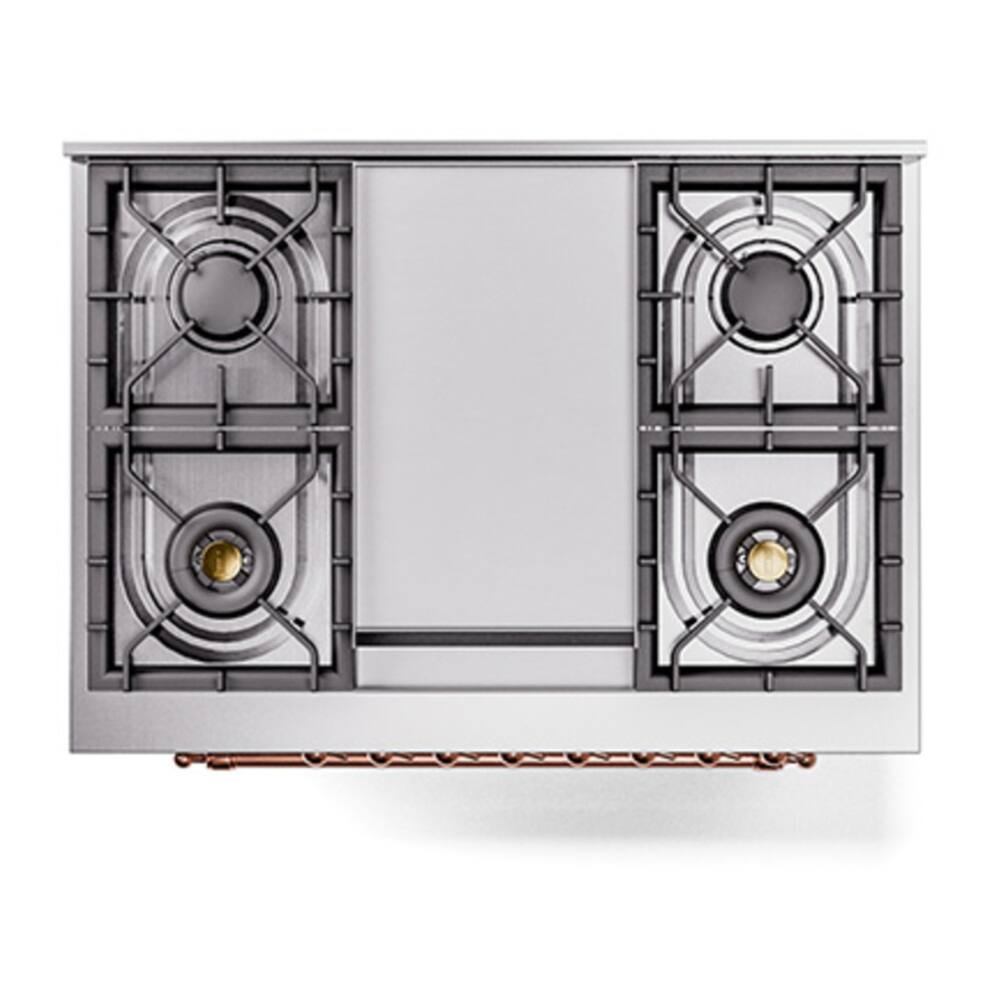 Alt View 2. ILVE - ILVE Nostalgie II 36 inch Dual Fuel Range with 6 Burners + Griddle (Liquid Propane, Stainless Steel, Copper Trim) - Stainless Steel.