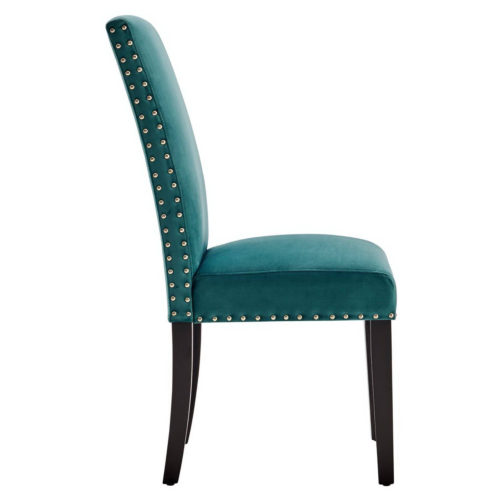 Alt View 1. Modway - Parcel Performance Velvet Dining Side Chairs Set of 2 by Modway - Teal.