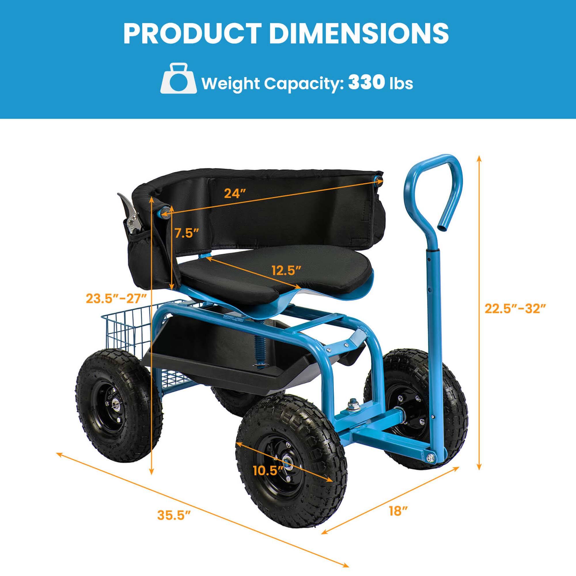 PRODUCT DIMENSIONS  
Weight Capacity: 330 lbs  
24"  
7.5"  
12.5"  
23.5"-27"  
22.5"-32"  
10.5"  
10.5"  
35.5"  
18"
