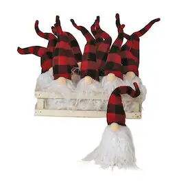 BreeBe - * Black Buffalo Check Santa Gnome Ornament - Red