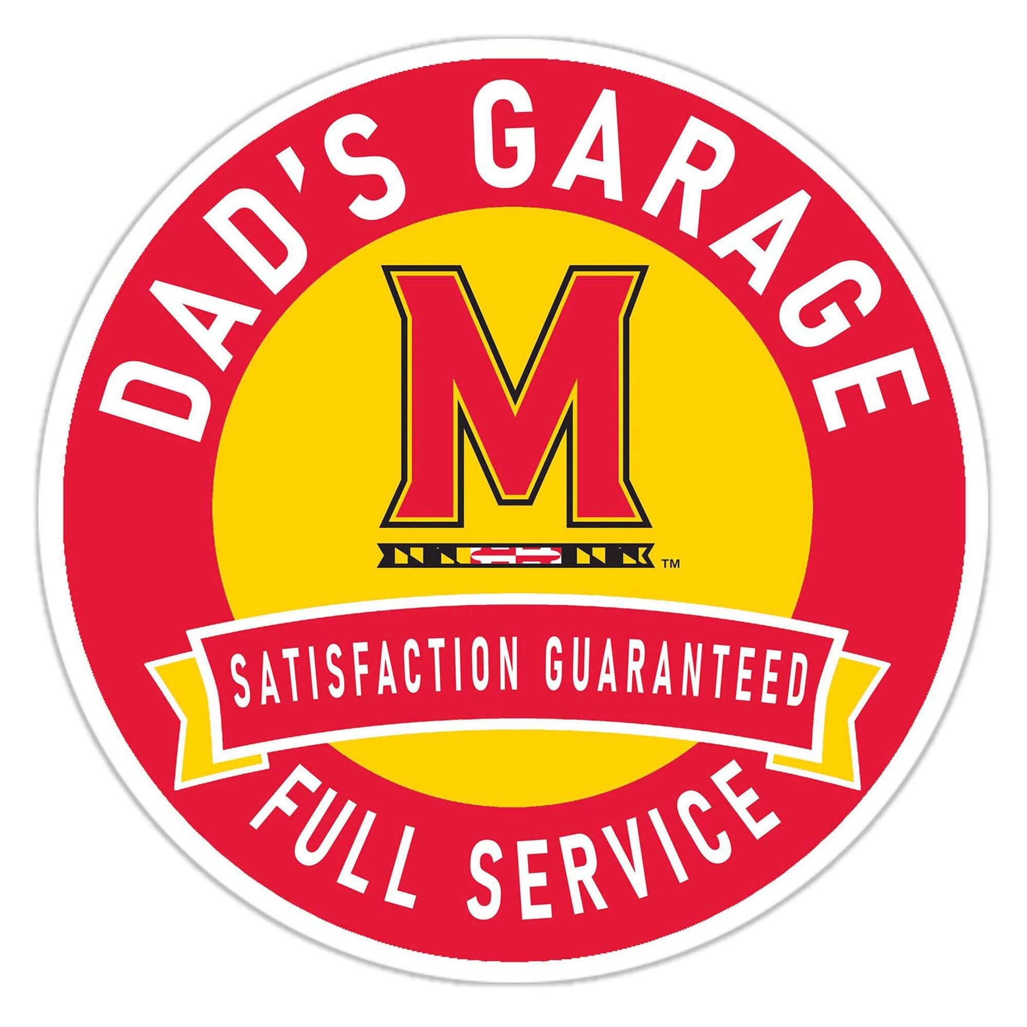 Maryland Terrapins 16" Dad's Garage Wood Sign