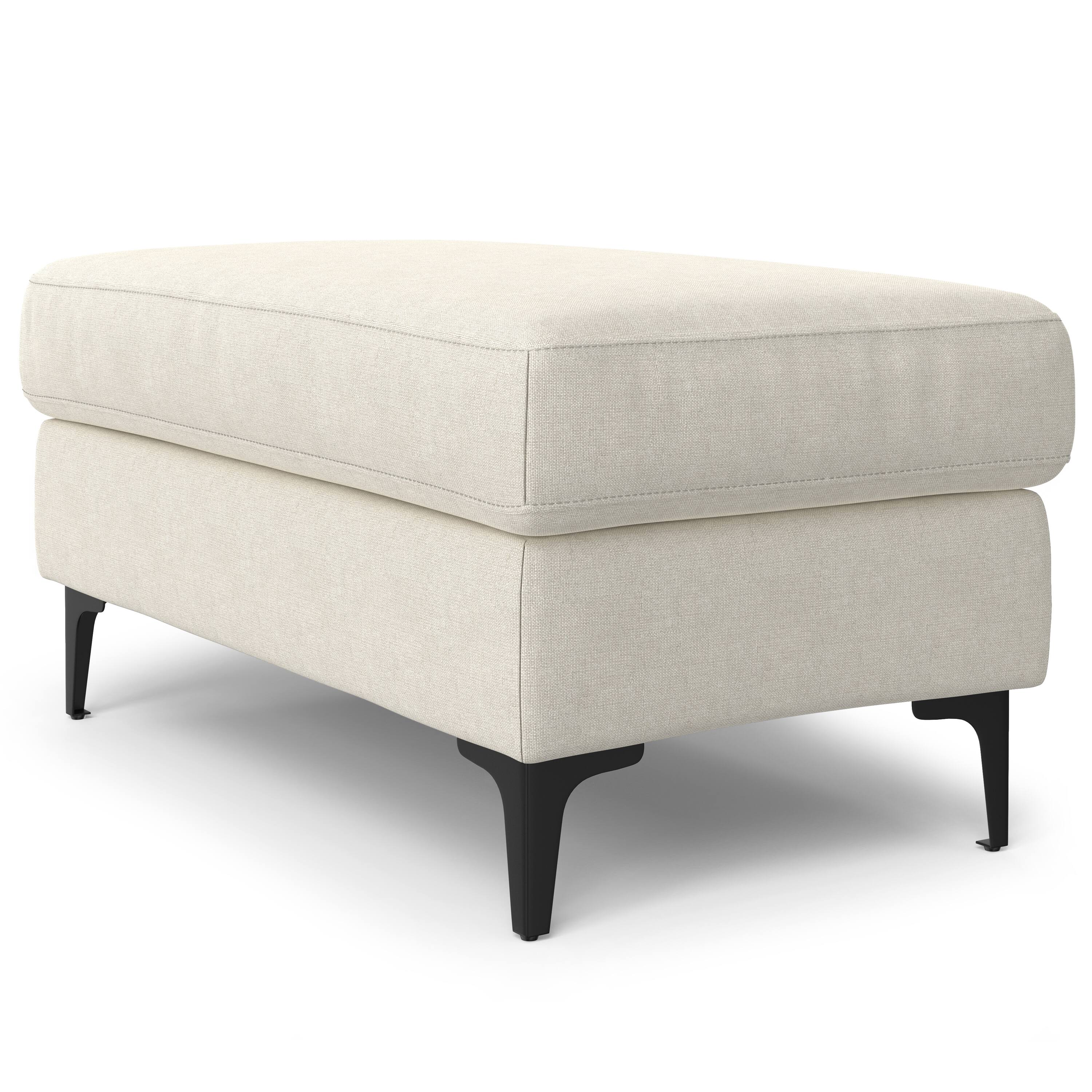 Alt View 3. Simpli Home - Ava Ottoman in Tightly Woven Performance Fabric - Cream.