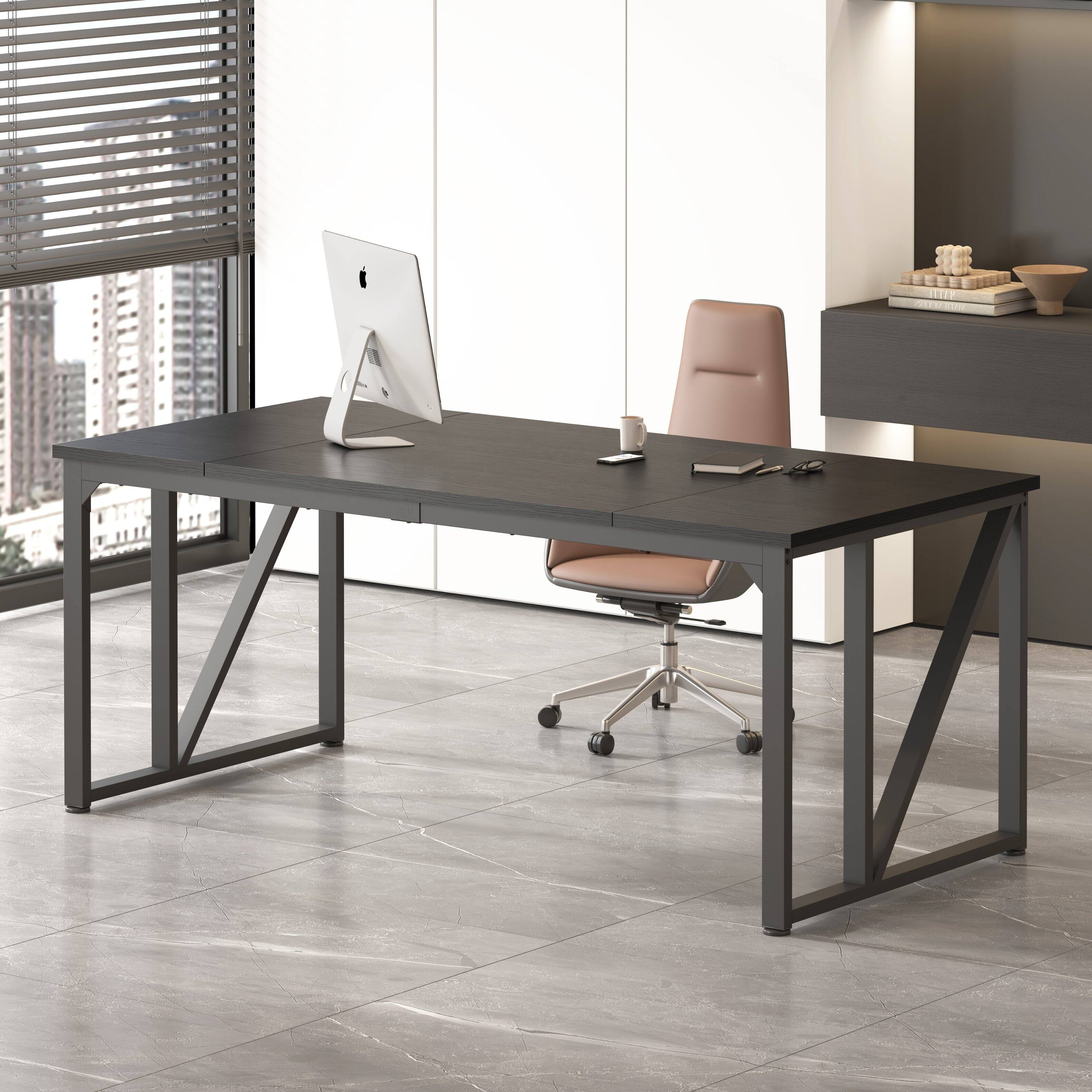 Alt View 3. PexFix - 70-Inch Heavy-Duty Office Desk, Gaming Desk with Reinforced Steel Frame & Adjustable Feet - Black.