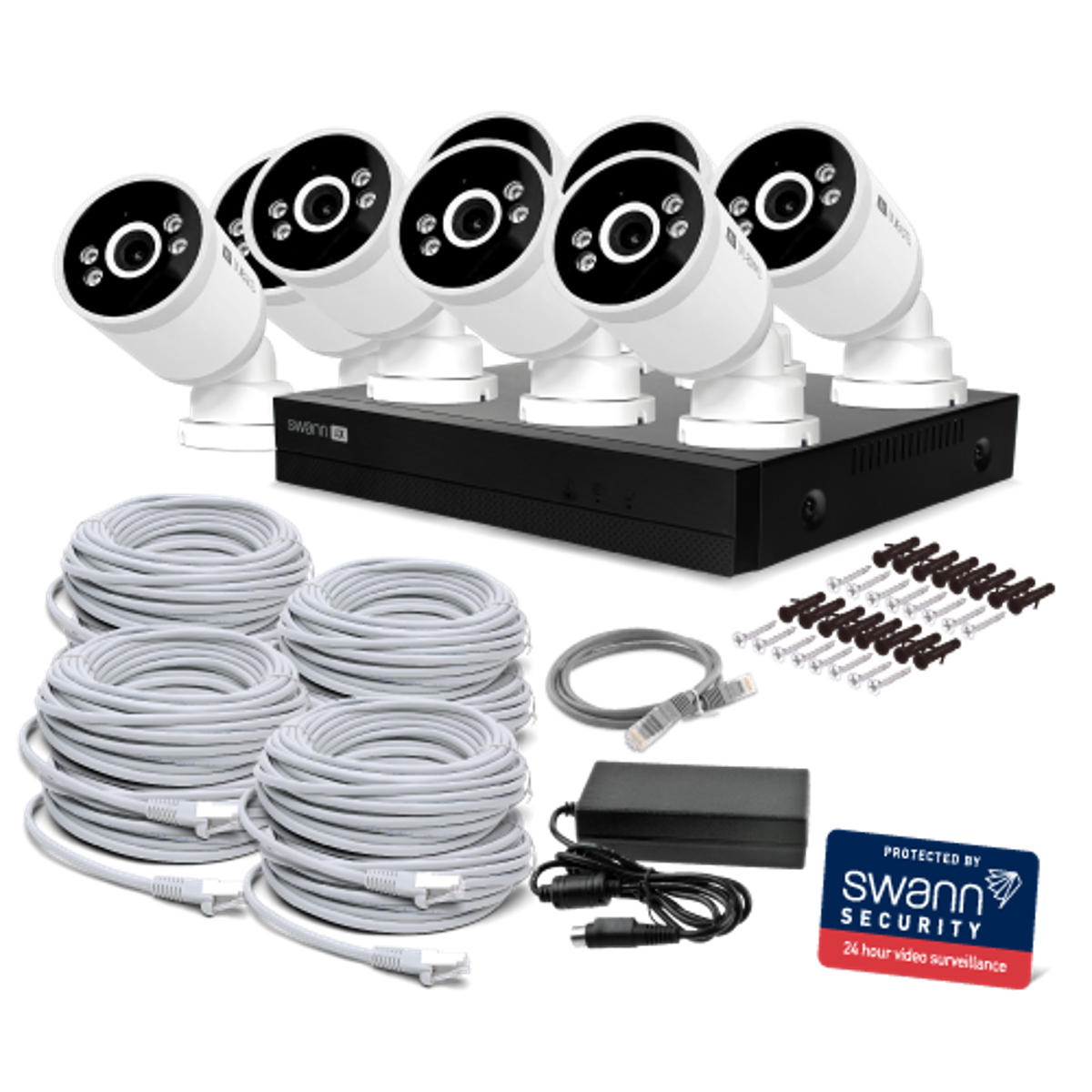 Protected by Swann Security 24 hour video surveillance