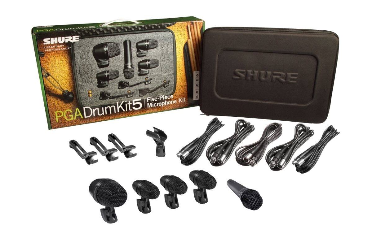 Shure - PGADRUMKIT5 Cardioid 5-Piece Drum Microphone System With Case