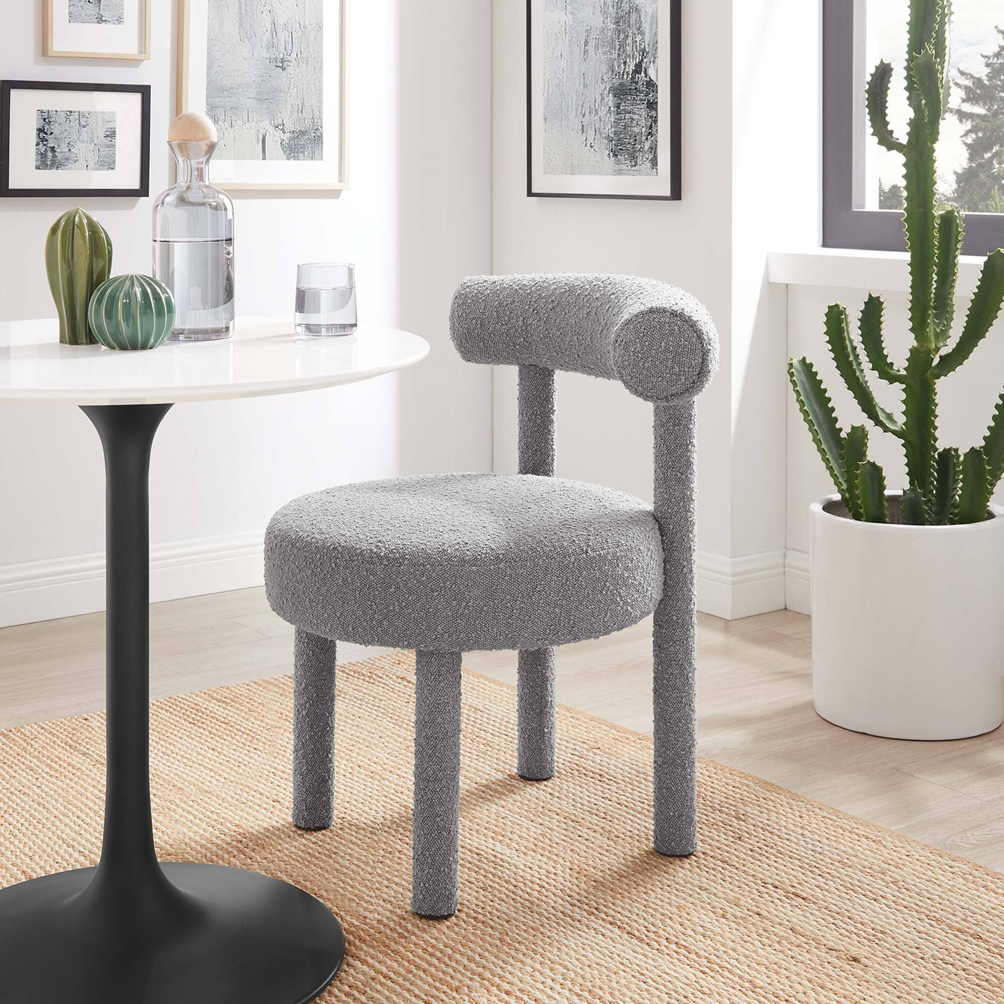 Front. Modway - Toulouse Boucle Fabric Dining Chair by Modway - Light Gray.