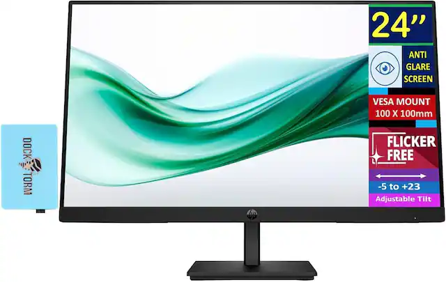 24" Anti Glare Screen
VESA Mount 100 x 100mm
Dock Torm
Flicker Free
-5 to +23 Adjustable Tilt