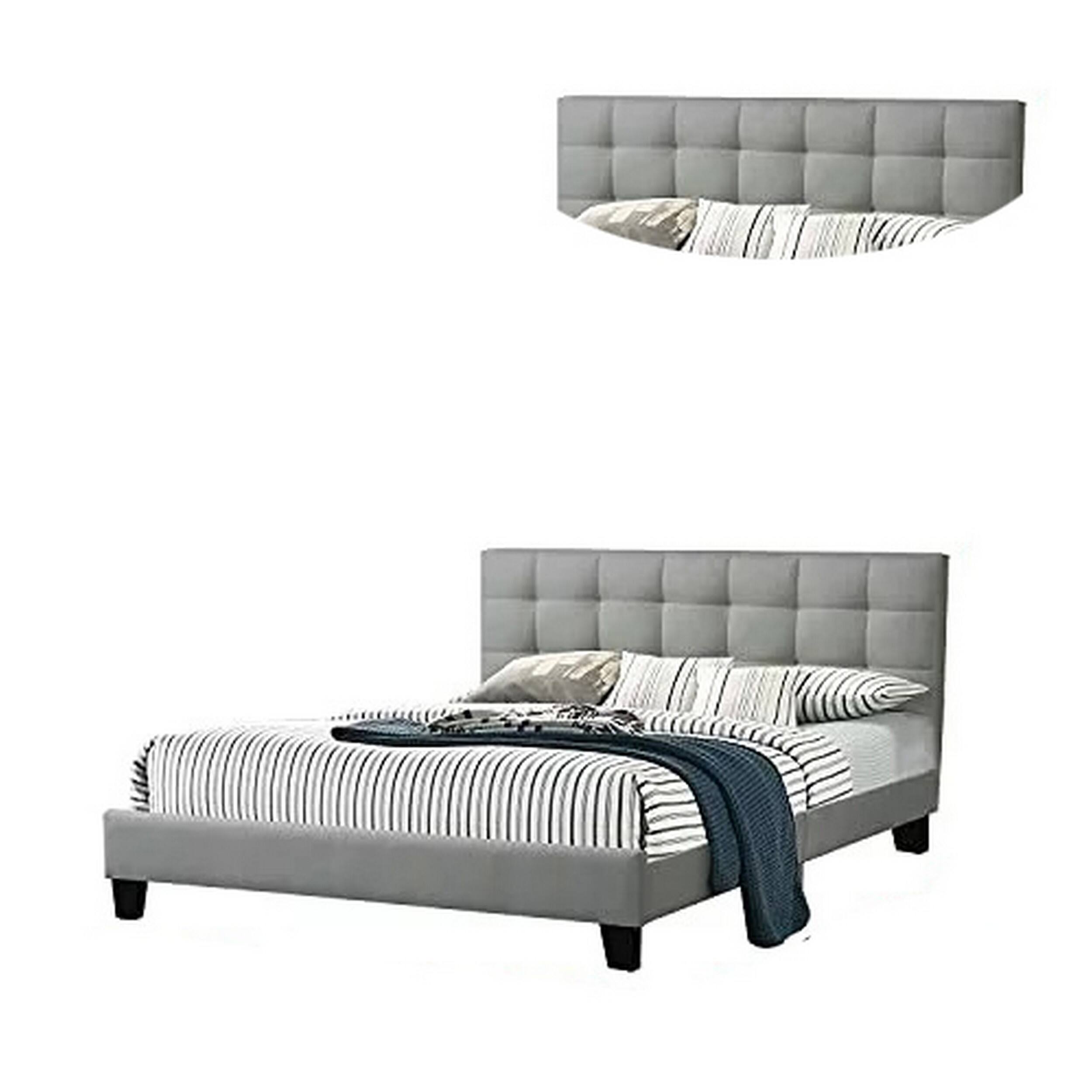 Alt View 2. Manhattan Lane - Dex Modern Platform California King Bed, Tufted Upholstery - Light Gray.