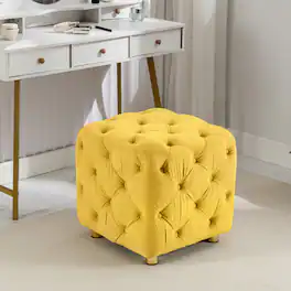 GOODSILO - Modern Velvet Upholstered Ottoman with Storage, Versatile Foot Stool and End Table for Living Room and Bedroom - Yellow
