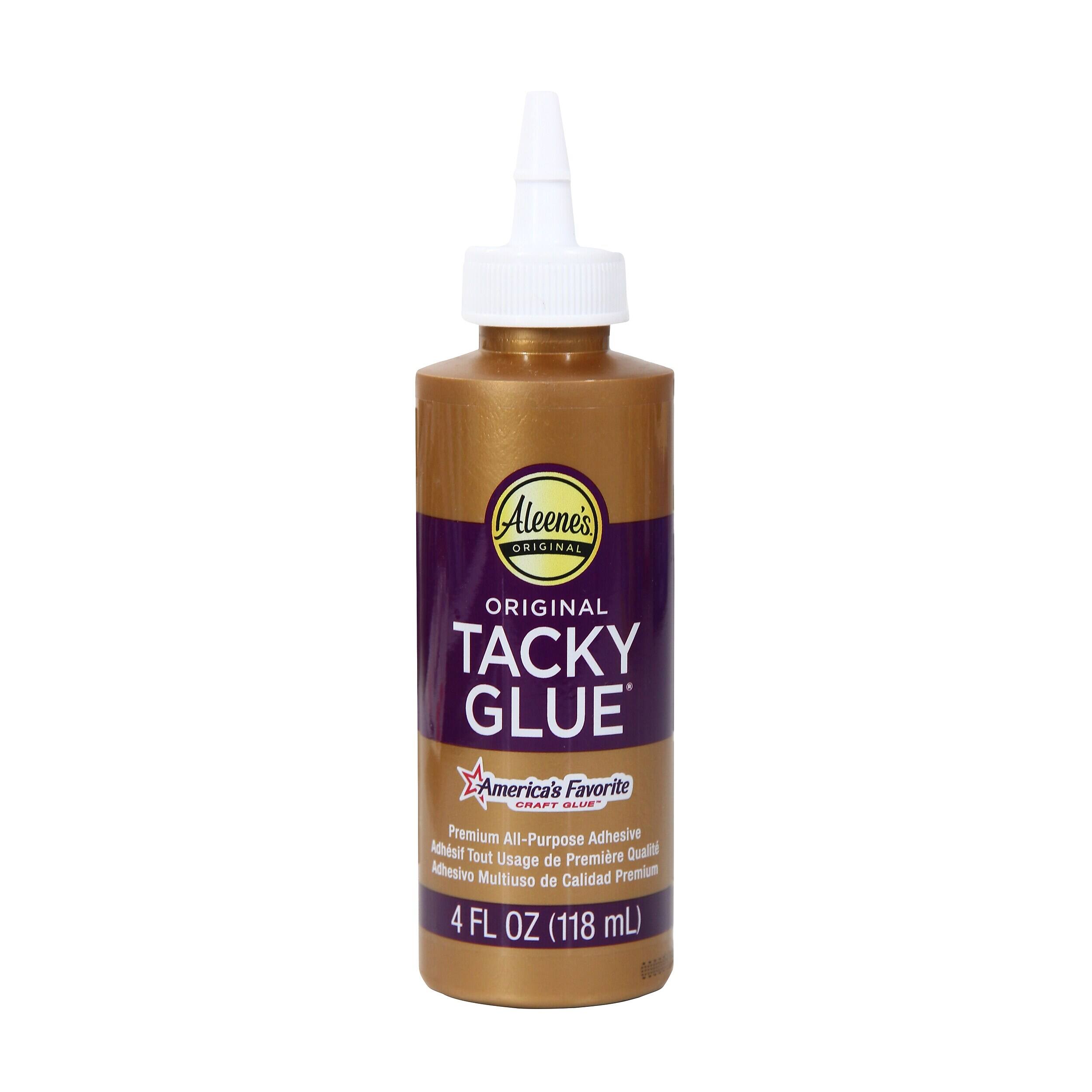 Aleene's ORIGINAL  
ORIGINAL TACKY GLUE  
America's Favorite CRAFT GLUE  
Premium All-Purpose Adhesive  
Adhesive Tout Usage de Première Qualité  
Adhesivo Multiuso de Calidad Premium  
4 FL OZ (118 mL)