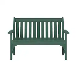 WestinTrends - Malibu Outdoor 2-Person All-Weather HDPE Front Porch Garden Bench - Dark Green