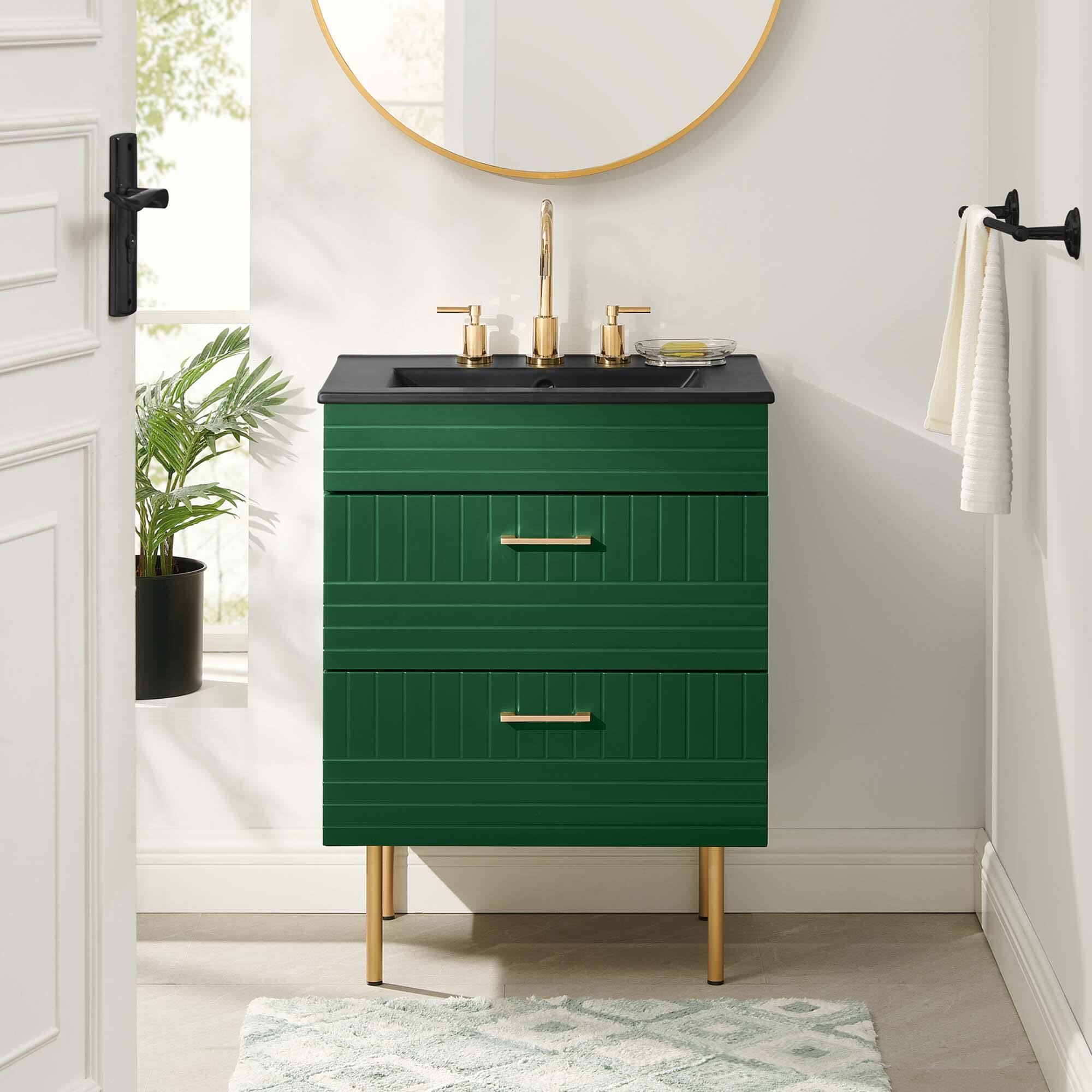 Front. Modway - Daybreak Bathroom Vanity Basin Included by Modway - Green Black.
